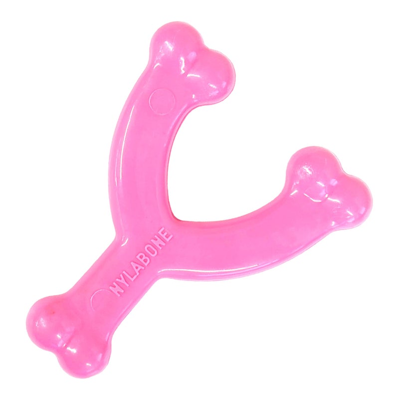 Nylabone Wishbone Puppy Chew Toy, Toys for Teething Puppies, Pink, Chicken Flavor, X-Small - Up to 15 lbs, 1 Count - Image 1