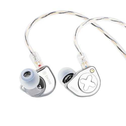 Linsoul SIMGOT EW300 1DD+1Planar+1PZT Hybrid Driver in Ear Monitor, Wired Earbuds IEM, Gaming Earbuds with Detachable Nozzles, Silver-Plated OFC IEM Cable for Audiophile Musician (Standard Edition) - Image 1