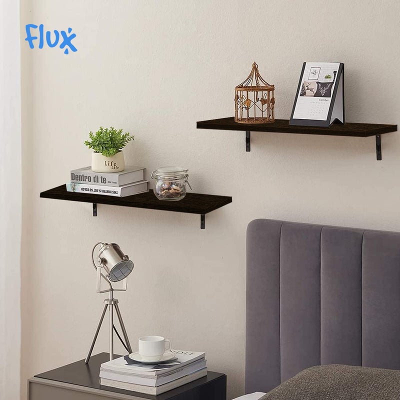 Flux رفوف حائط عائمة من فلوكس لغرفة المعيشة، رفوف حائط، رفوف كتب للحائط، غرفة المطبخ، الحمام، غرفة النوم، وديكور المنزل 1 أسود، عبوة من 3 خشب مضغوط - Image 3