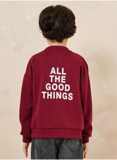Slogan Print Boxy Fit Sweatshirt