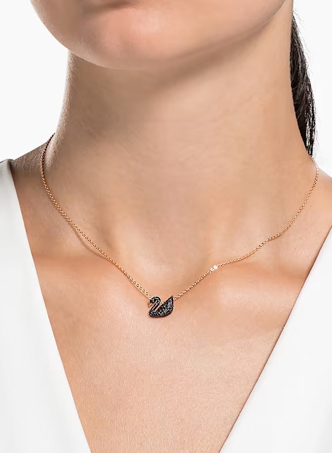 Swaro قلادة سواروفسكي سوان سوداء للنساء، مطلية بالذهب الوردي، مقاس صغير، رقم الموديل 5204133 - Image 2