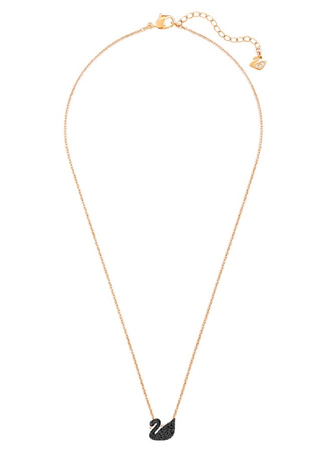 Swaro قلادة سواروفسكي سوان سوداء للنساء، مطلية بالذهب الوردي، مقاس صغير، رقم الموديل 5204133 - Image 3