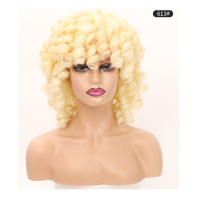 AIDUSA Short Bob Curly Wigs for Black Women Afro Synthetic Curly Hair Wig with Bangs, Blonde, 22 inches, 150% Density, WIG - Image 1
