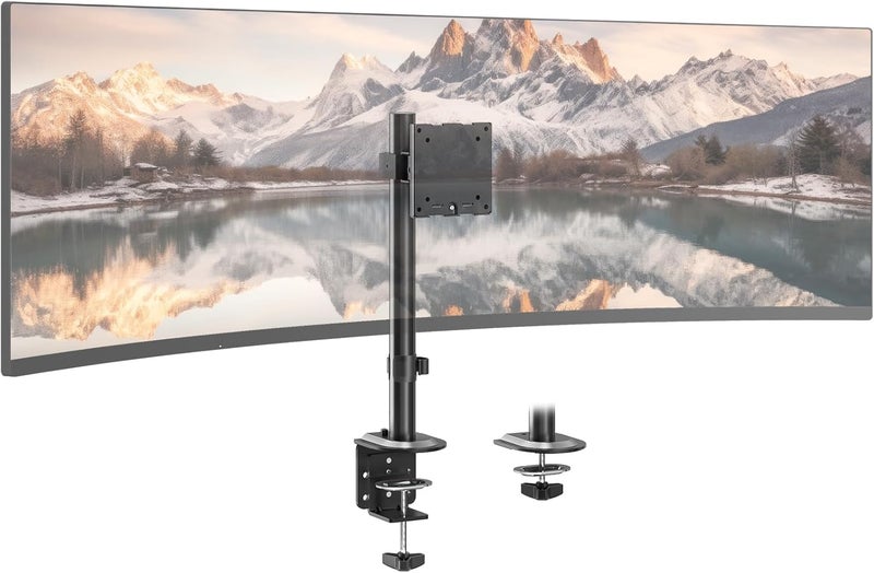 Putilsen Mount Monitor mount for 1 monitor, 17-49 inches - Vertical screen mount, height-adjustable with 20 kg load capacity, tiltable, swiveling, rotatable, VESA 75/100 mm, black - Image 1