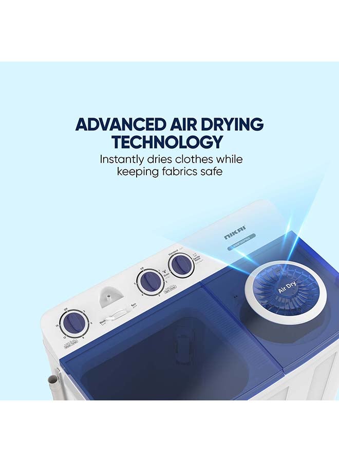 NIKAI Twin Tub Semi-Automatic Washing Machine , 4.5 kg Spin Capacity , Twin Tub Washing Machine Semi Automatic Silent Operation Rust Proof Body 5 kg 220 W NWM700SPN24/25 White - Image 4
