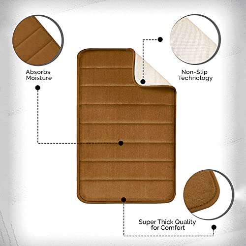 Wearslim® Premium Foam Bathroom Door Mat, Non-Slip Ultra Soft and Comfortable Super Water Absorption, Coral Velvet Floor Mat - Light Brown - Image 3