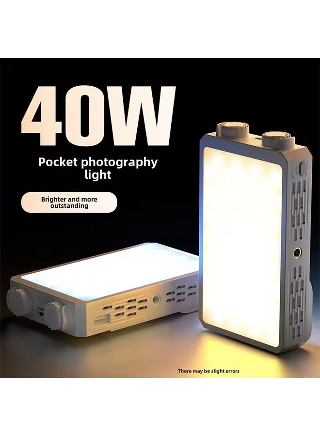 Portable LED video light 40W mini small portable fill light with built-in rechargeable battery, which can charge mobile phone PD - Image 1