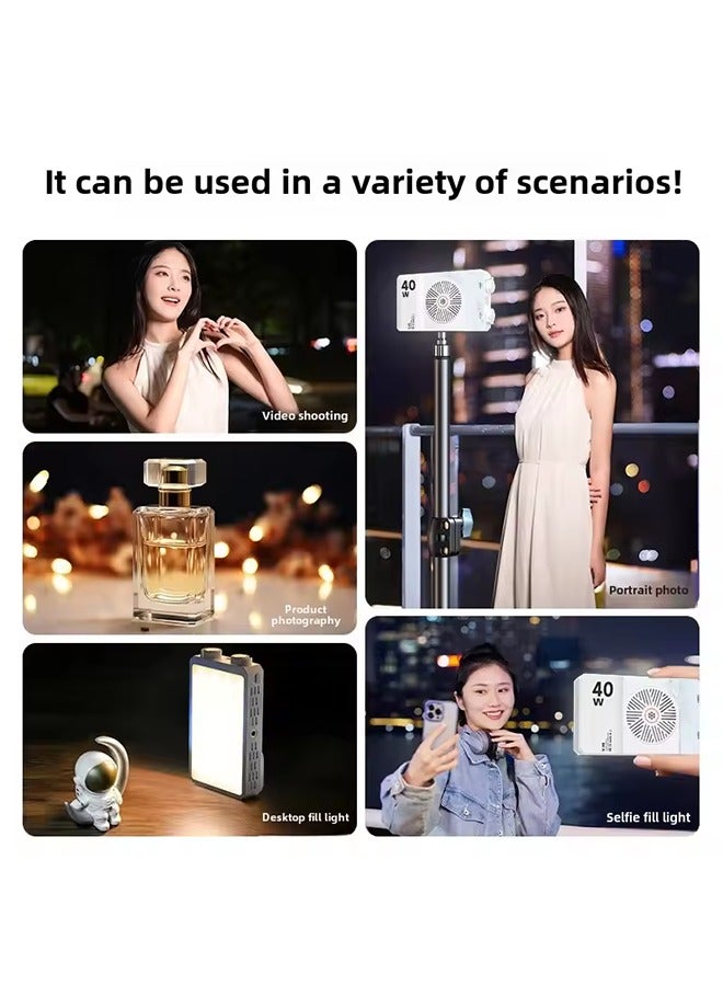 Portable LED video light 40W mini small portable fill light with built-in rechargeable battery, which can charge mobile phone PD - Image 5