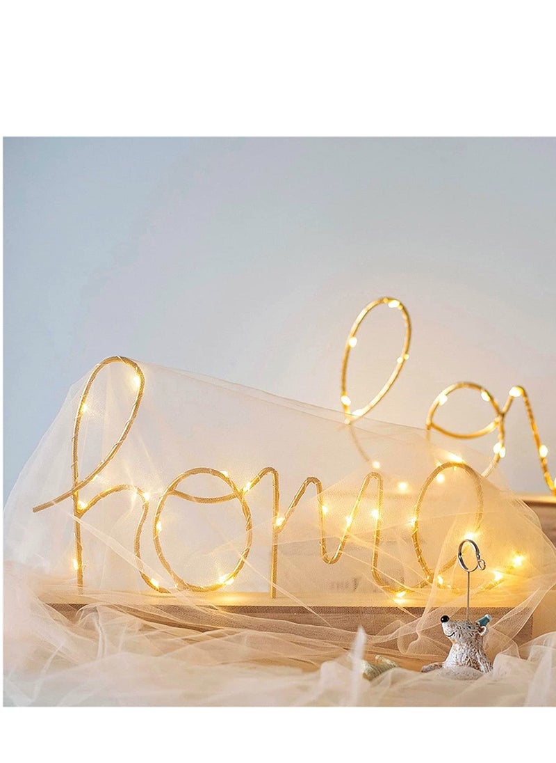 Generic “Home” Word LED Sign Decorative Lamp for Tabletop, Mantel or Shelf Display; Wood Base & Gold Light Up Letters; Modern Farmhouse Living Room, Bedroom, Table Decoration; Battery Operated LED Room Decor  - Image 5