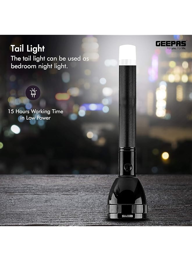 GEEPAS GFL4687 Rechargeable LED Flashlight 2400 mAh Battery 7 Hours Working Long Range Pocket Friendly Flashlight 2 Years warranty  - Image 3