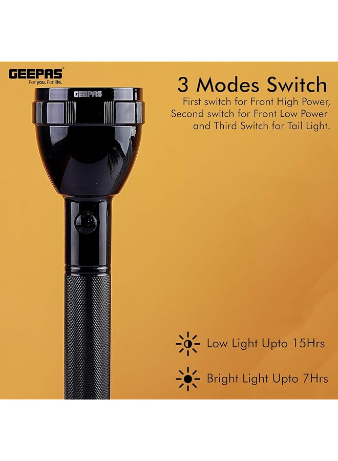 GEEPAS GFL4687 Rechargeable LED Flashlight 2400 mAh Battery 7 Hours Working Long Range Pocket Friendly Flashlight 2 Years warranty  - Image 5