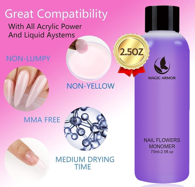 MAGIC ARMOR Acrylic Liquid Monomer - 150ml Professional Acrylic Monomer for Nail System Kit, Quick-Dry for Nail Extensions - Image 2