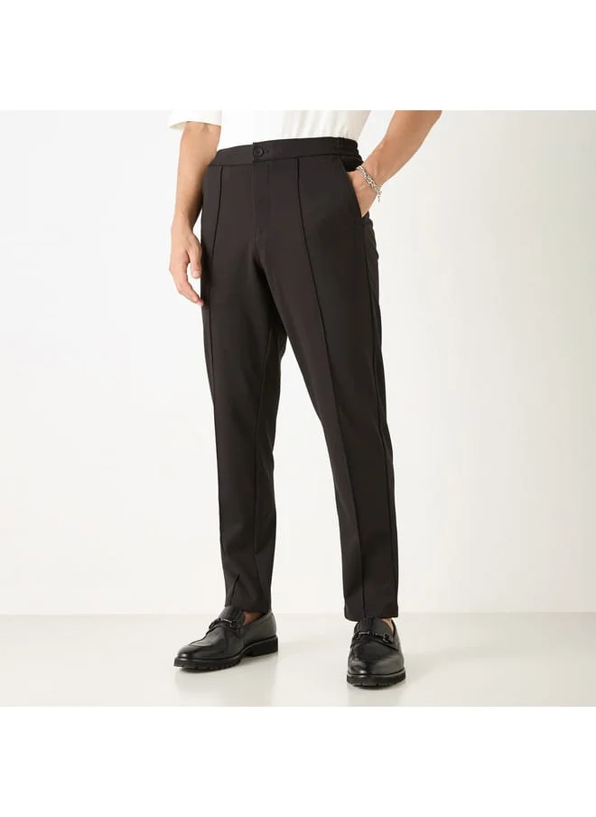 Iconic Iconic Solid Slim Fit Trousers with Pockets
