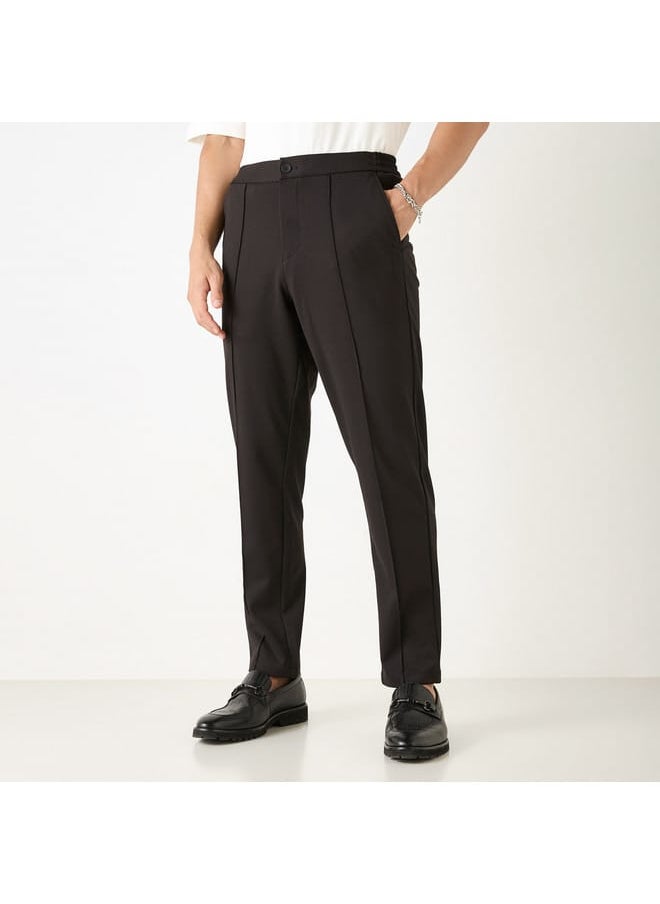 Iconic Iconic Solid Slim Fit Trousers with Pockets  - Image 1