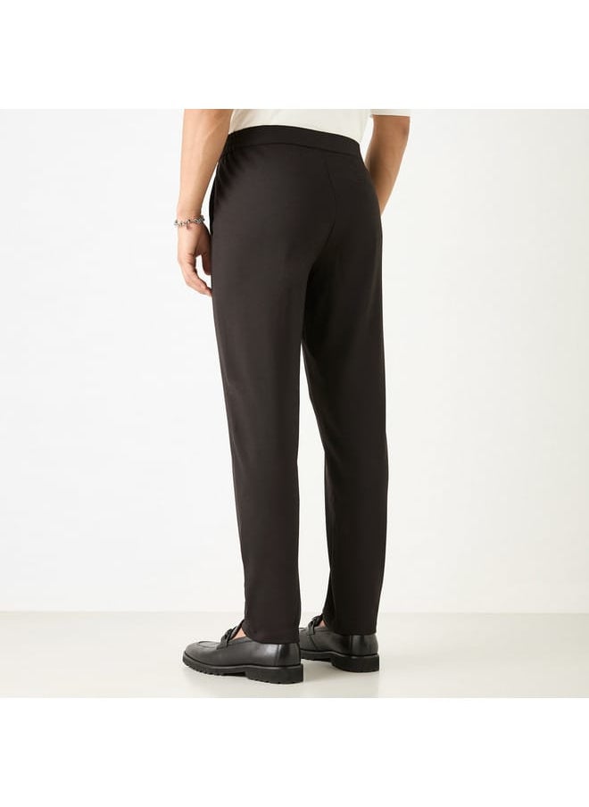 Iconic Iconic Solid Slim Fit Trousers with Pockets  - Image 3