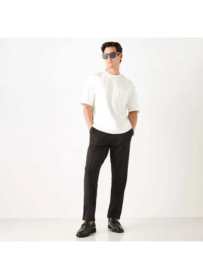 Iconic Iconic Solid Slim Fit Trousers with Pockets
