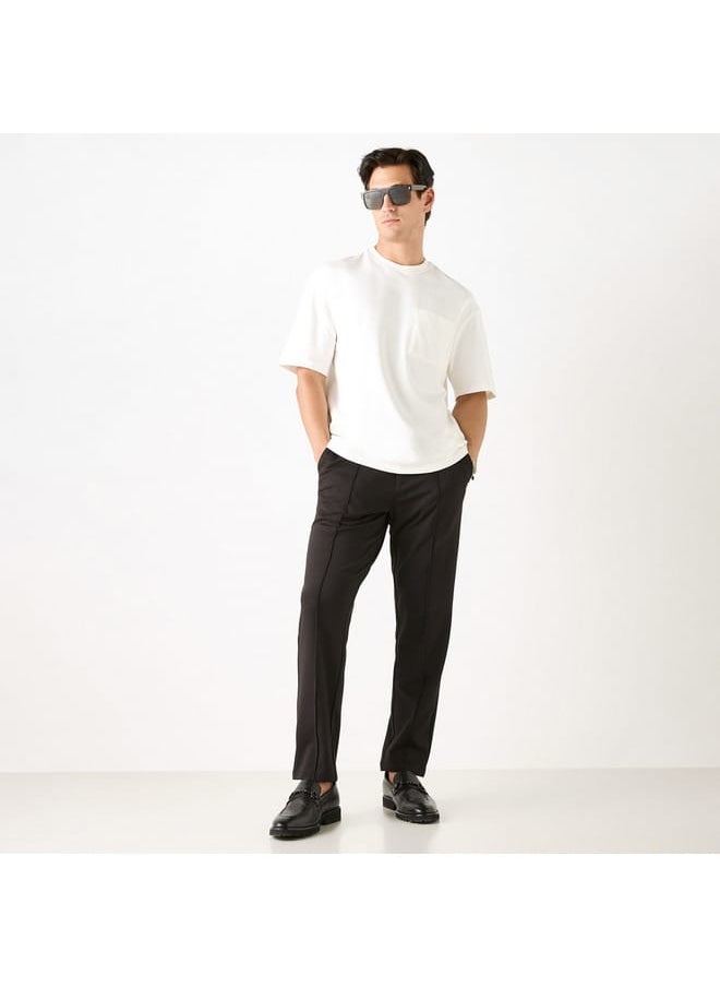 Iconic Iconic Solid Slim Fit Trousers with Pockets  - Image 2