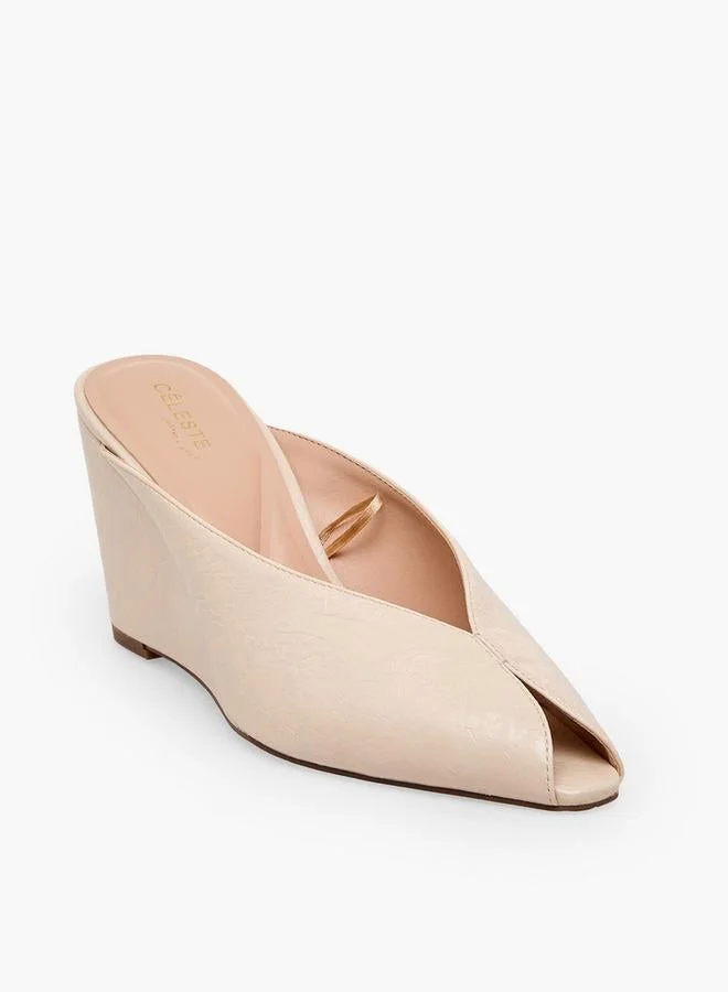 Celeste IVORY Women Crinkle Textured Wedge Heel Shoes for Women | Best Price UAE