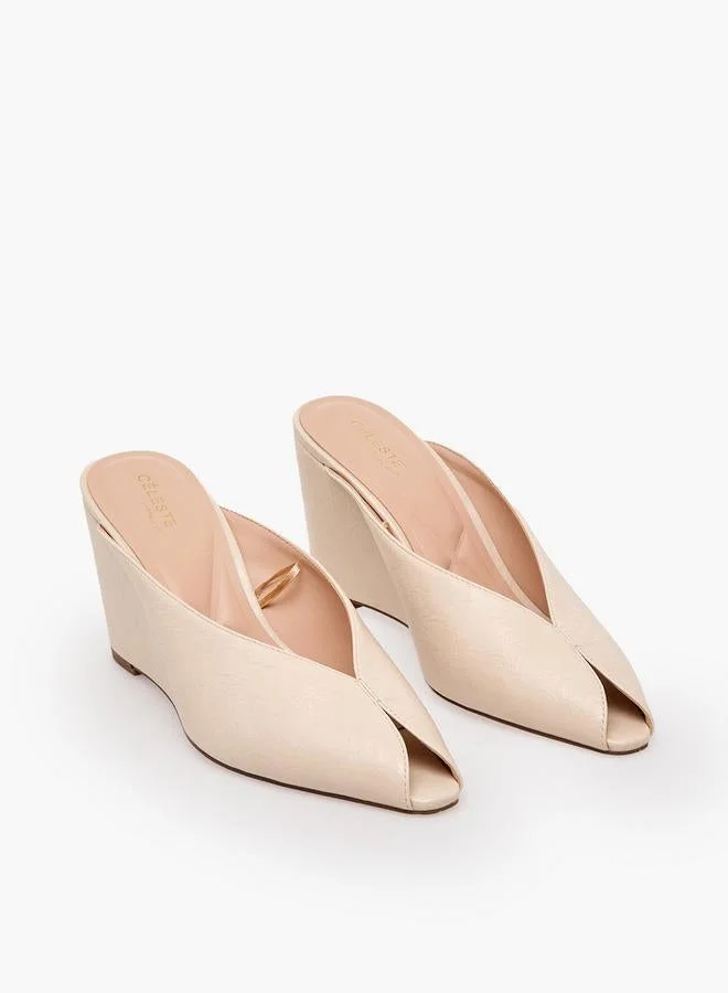 Celeste IVORY Women Crinkle Textured Wedge Heel Shoes for Women | Best Price UAE