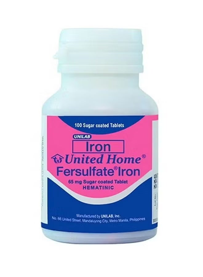 United Home Fersulfate Iron Suger Coated 100 Tablets