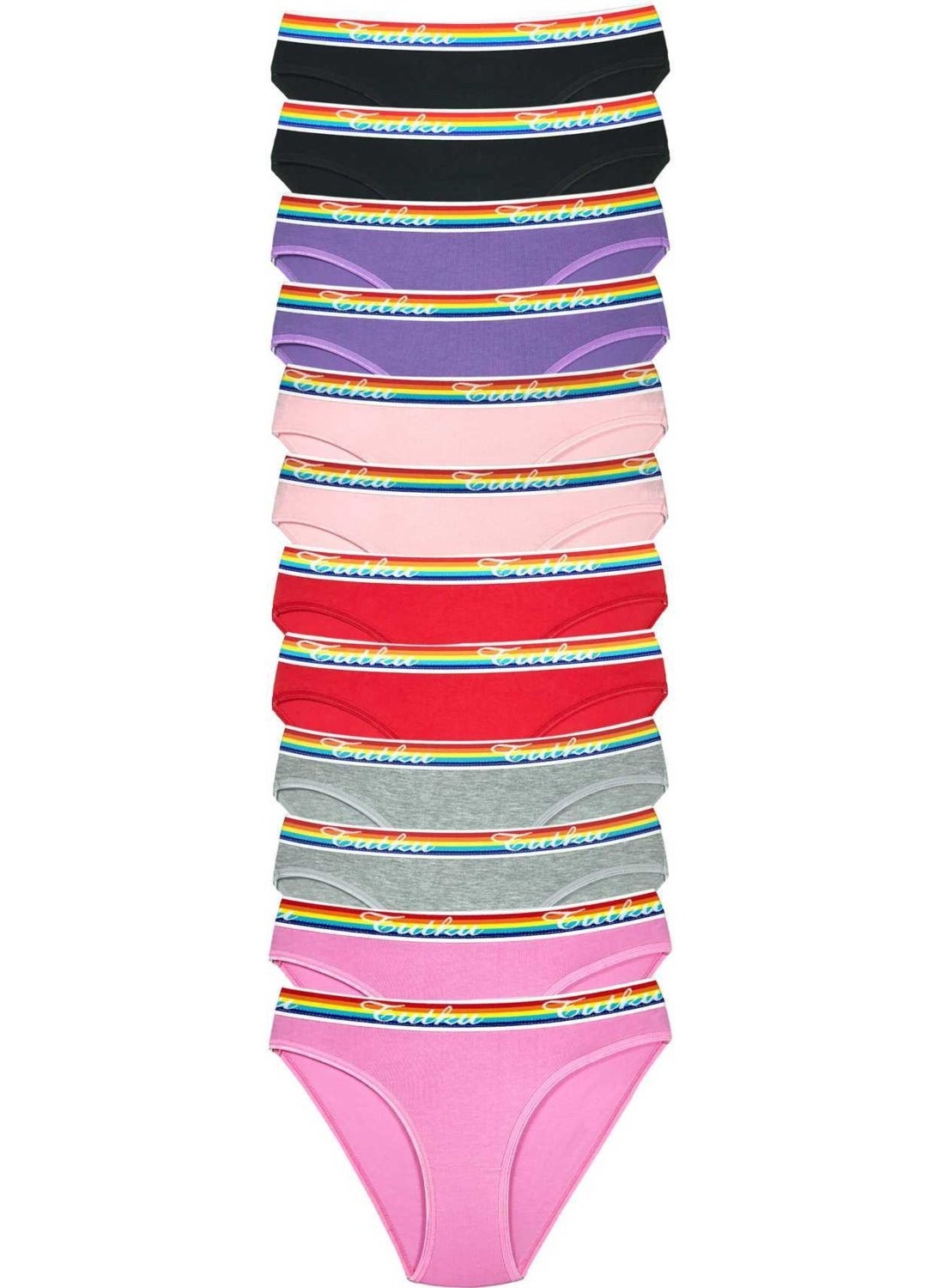Hosell - 12 Pieces Waist Colorful Elastic Cotton Women's Slip Passion Panties - Image 1