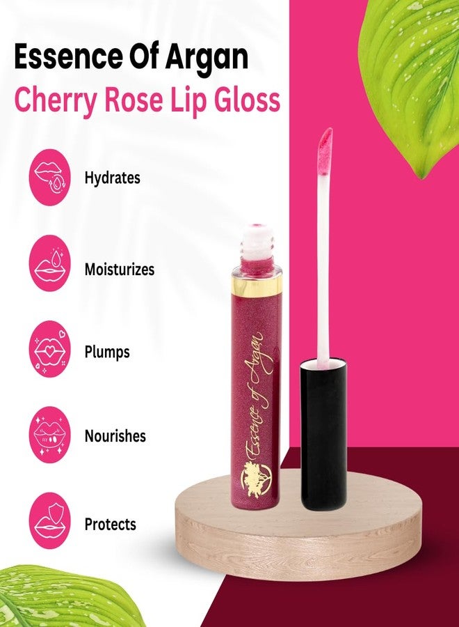 Essence Of Argan Cheery Rose Lip Gloss with Moroccan Argan Oil to Moisturize and Plump your Lips - Lip Care to Eliminate Dryness - Cherry Rose Matte Effect 0.25oz - Image 2