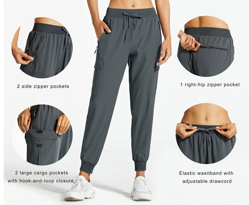 Libin Women's Cargo Joggers Lightweight Quick Dry Hiking Pants Athletic Lounge Casual Travel, Steel Gray L - Image 2