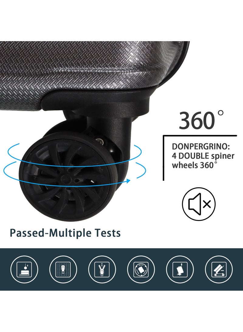 Aklsvion Hard Case Carry On Luggage Trolley For Unisex ABS+PC Lightweight 4 Double Wheeled Suitcase With Built In TSA Type Lock Grey - Image 4