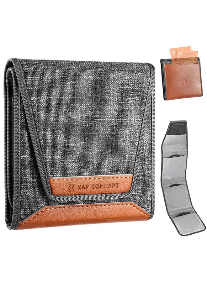 K&F Concept Optics Lens Filter Case, Holds 3 Filters Up to 62mm, Water & Dust Resistant Durable Protective Case, Folding Carry Pouch for Round or Square Filters for Canon Nikon Sony Camera Filters - Image 1