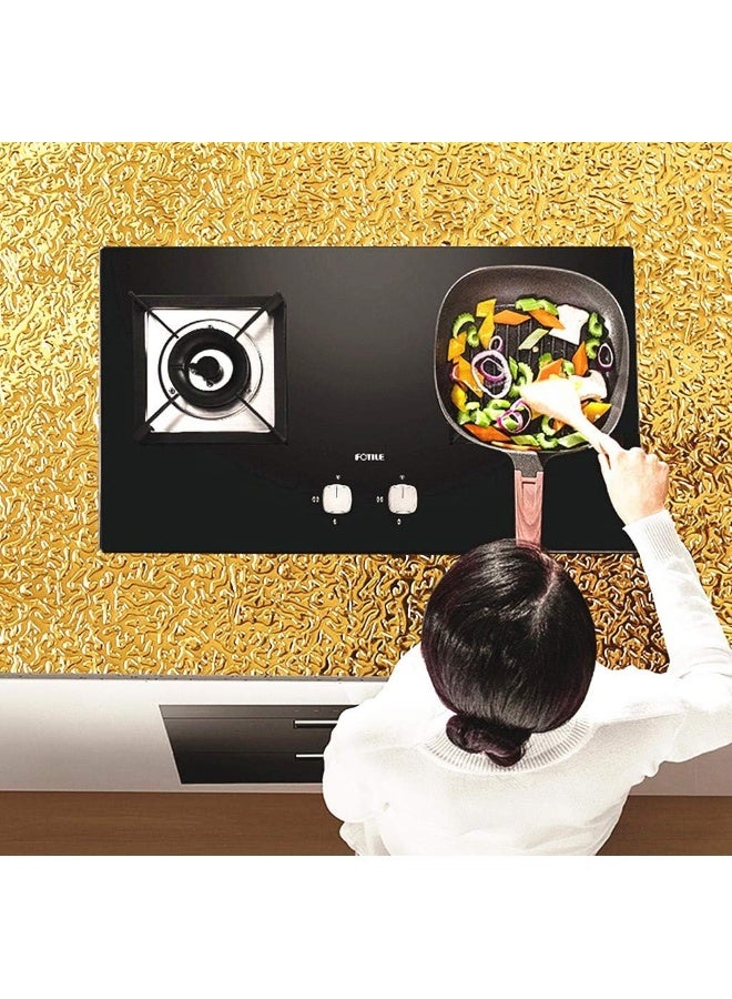 Kitchen Backsplash Wallpaper Golden Self Adhesive Oil-Proof Heat Resistant Wall Sticker for Countertop Table  - Image 2