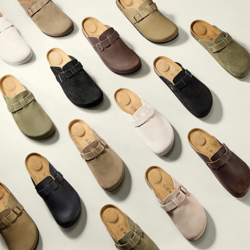 Project Cloud Mens Clogs - 100% Full Grain Genuine Leather Clogs for Men with Memory Foam Insole and Arch Support Natural Cork Footbed - Non Slip Mules Mens Slippers (Brooklyn, BRWNSUEDE,10) - Image 2