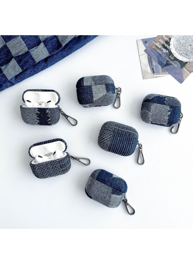 Loquat For Apple Headset Protective Case For Airpodspro2 Denim Stitching Fabric Wireless Bluetooth Headset Protective Case-Color:Style 6-Applicable Models:Airpods 3 Generation - Image 3