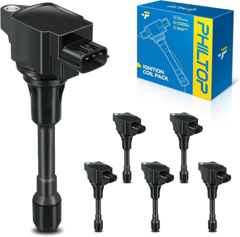 PHILTOP Ignition Coil Pack UF617 - Set of 6 for INFINITI and NISSAN Models - Image 1