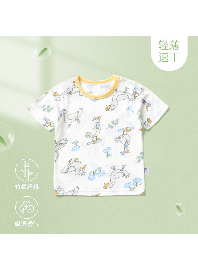 Doxiluka Baby & Toddler Summer Short Sleeve T-shirts - Thin Bamboo Cotton Breathable Undershirts For Kids - Image 2