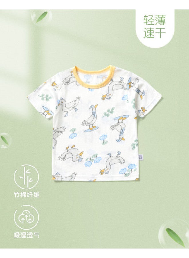 Doxiluka Baby & Toddler Summer Short Sleeve T-shirts - Thin Bamboo Cotton Breathable Undershirts For Kids - Image 1