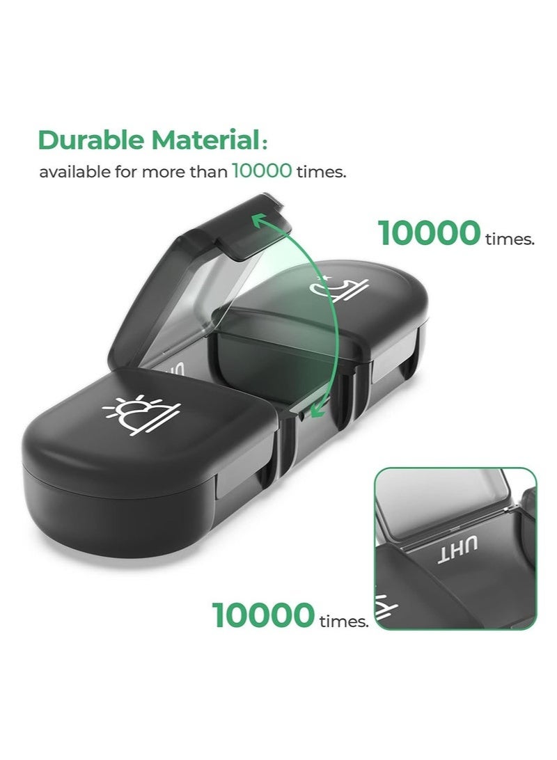 Weekly 3 Times a Day Portable Travel Pill Box with Large Pill Containers (Black) - Image 5