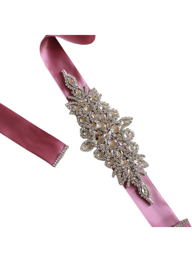 حزام وشاح زهور نسائي للبنات ， لفستان زفاف العروس/فستان زفاف الطفل (وردي داكن) - Image 2