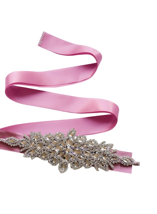 حزام وشاح زهور نسائي للبنات ， لفستان زفاف العروس/فستان زفاف الطفل (وردي داكن) - Image 1