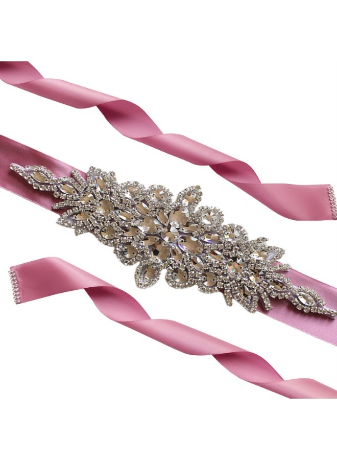 حزام وشاح زهور نسائي للبنات ， لفستان زفاف العروس/فستان زفاف الطفل (وردي داكن) - Image 3