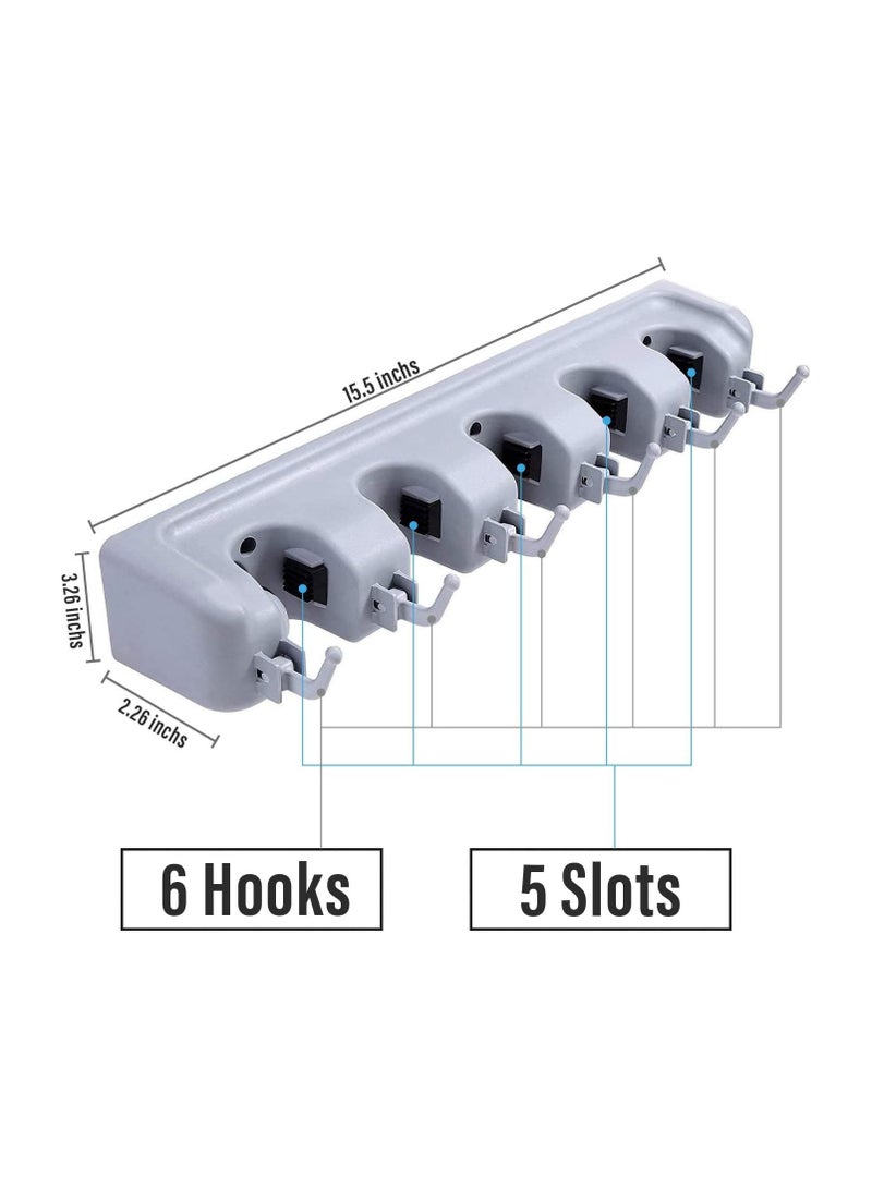 BLOOMING TIME 5 Slots Wall Mounted Mop and Broom Medium Holder - Image 3
