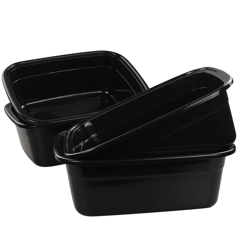 Vababa 4-pack Black Plastic Dish Pan/Wash Pan Basin  Set of 4 - Image 1