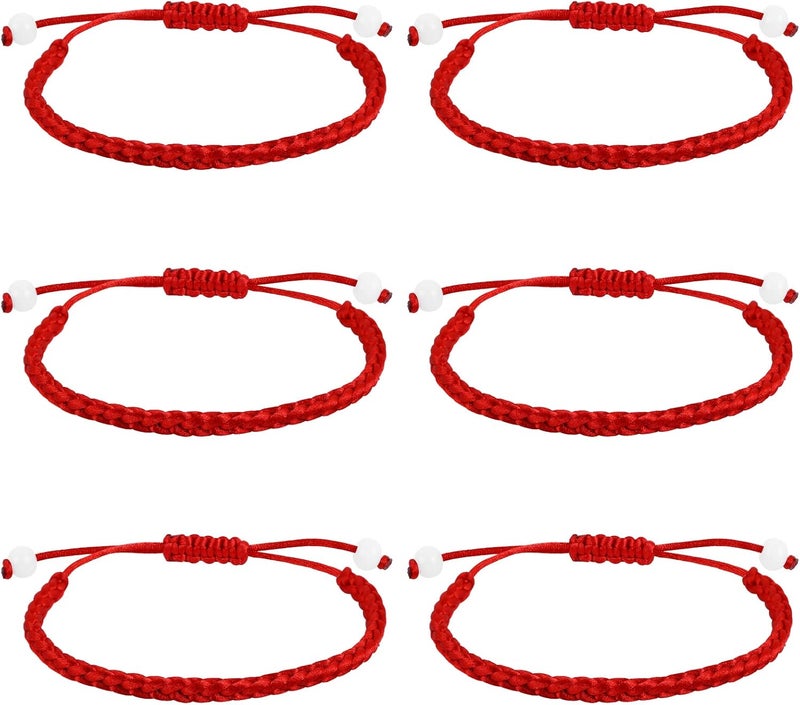 كلاراكو مجموعة من 6 قطع من الأساور الحمراء، أساور حبل أحمر قابلة للتعديل، أساور معقودة على طراز الكابالا، أساور حماية مصنوعة يدويًا، أساور صداقة وحماية، تجلب الحظ السعيد، الصداقة، التخرج، أعياد الميلاد، وللأحباب. - Image 1