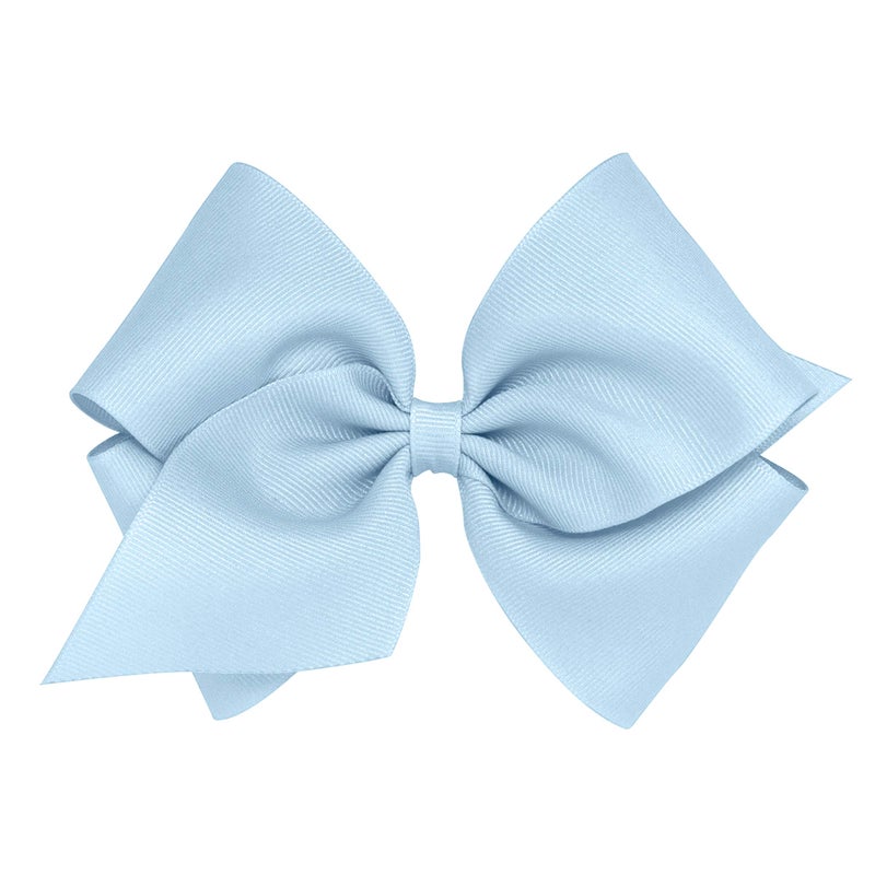 Wee Ones Girls' Plain Wrap Classic Grosgrain Hair Bows on a WeeStay No-Slip Hair Clip, Handmade, Mini King, Millennium Blue - Image 1