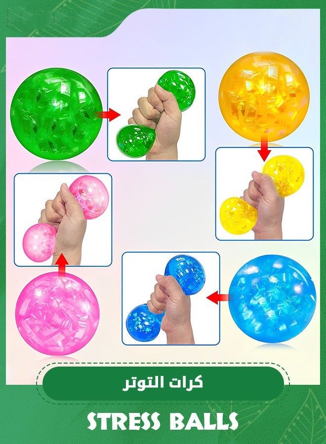 دوركو ١٢ قطعة كرات توتر مع ألعاب فيدجيت من Glameez، كرات سكويش ملونة مملوءة برقائق لامعة، كرات سكويش دوغ، ألعاب دي إن إيه - Image 3