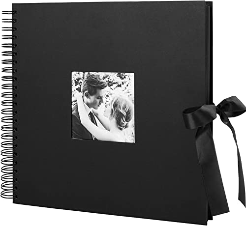 INNOCHEER Photo Album - Self Adhesive 80 Black Pages, Large Scrap Book Wedding Guest Book for DIY Anniversary Travel Memory Scrapbooking (Black 10X10) - Image 3