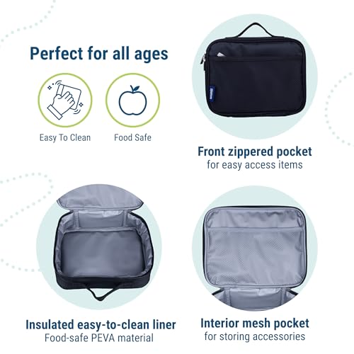 Wildkin Kids Insulated Lunch Box – Durable and Reusable for School & Travel - Rip-Stop Black - Image 4