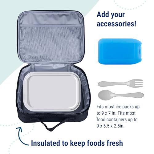 Wildkin Kids Insulated Lunch Box – Durable and Reusable for School & Travel - Rip-Stop Black - Image 5