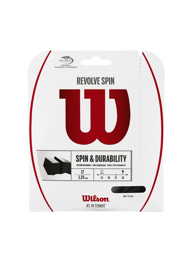 Wilson - Revolve Spin Tennis String Gauge 17 (1.25mm) - Set 40 ft / 12.2 m, Black - Image 1