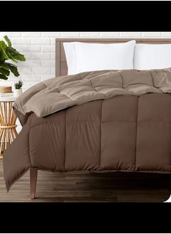 Home of linens Cotton - Reversible Heavy Comforter -2.8Kgs - Down Alternative Filling - (For Matress 100cm/120cm) - Size (180cm x 240cm) - Brown x Beige  - Image 1