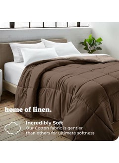 Home of linens Cotton - Reversible Heavy Comforter -2.8Kgs - Down Alternative Filling - (For Matress 100cm/120cm) - Size (180cm x 240cm) - Brown x Beige  - Image 2